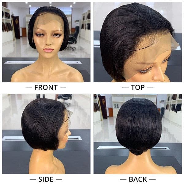 IUPin Hair Pre-styled Short Pixie Cut Invisible Lace Wig Mature Boss Style