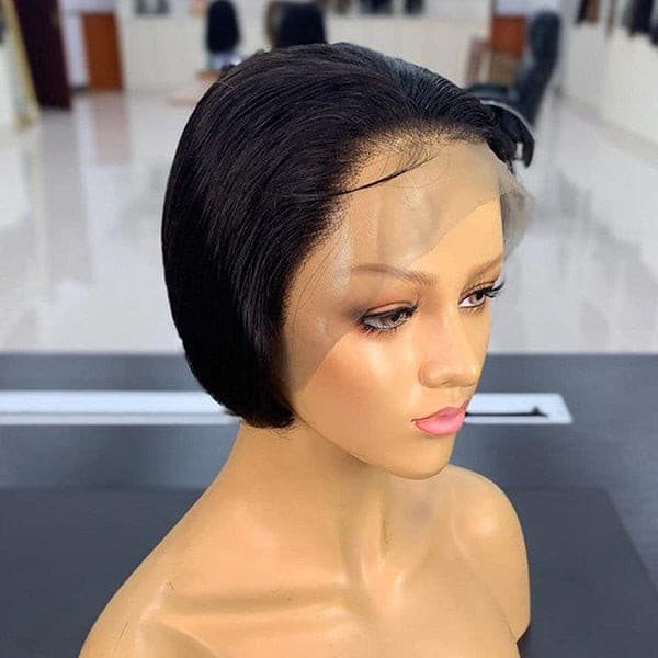 IUPin Hair Pre-styled Short Invisible Lace Pixie Cut Wig Mature Boss Style